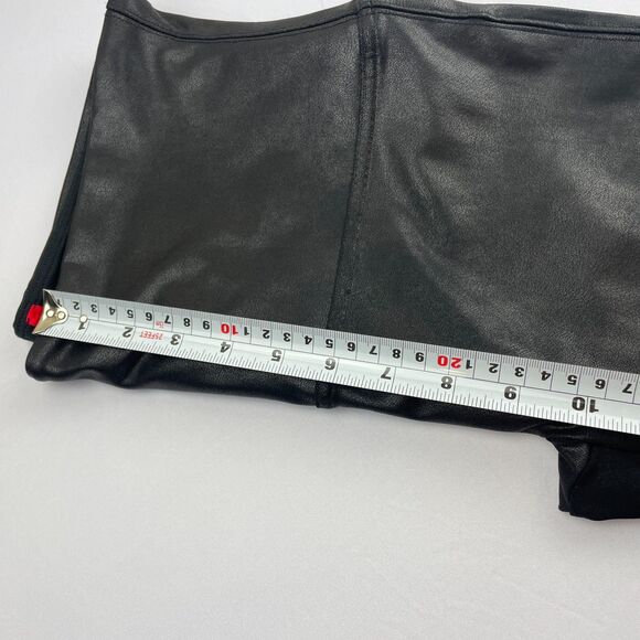 ~ SPANX 1x Leggings Vegan Leather Black Stretch Sheen Shine Faux Pleather Plus - Picture 8 of 16